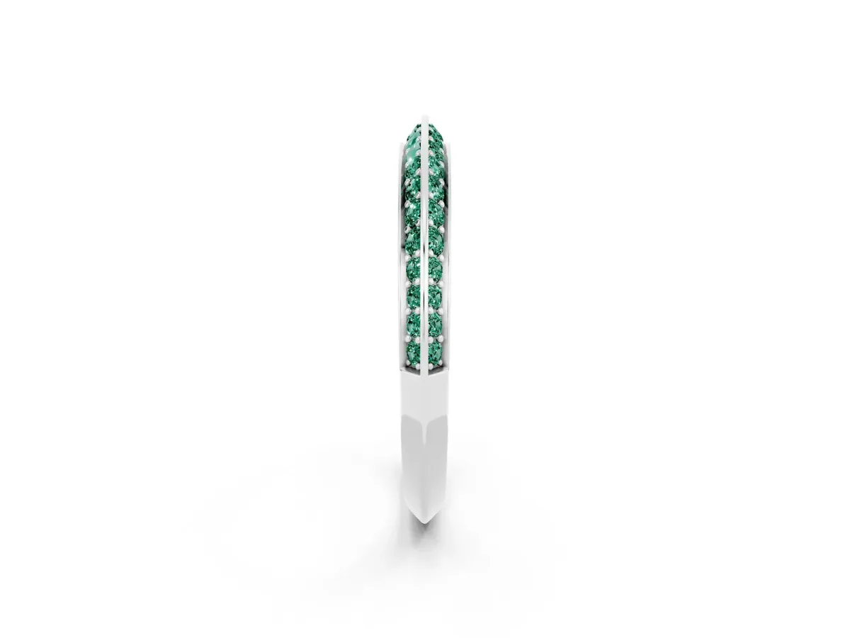 Double Row Pavé Round Green Sapphire Eternity Band with Channel Setting Platinum
