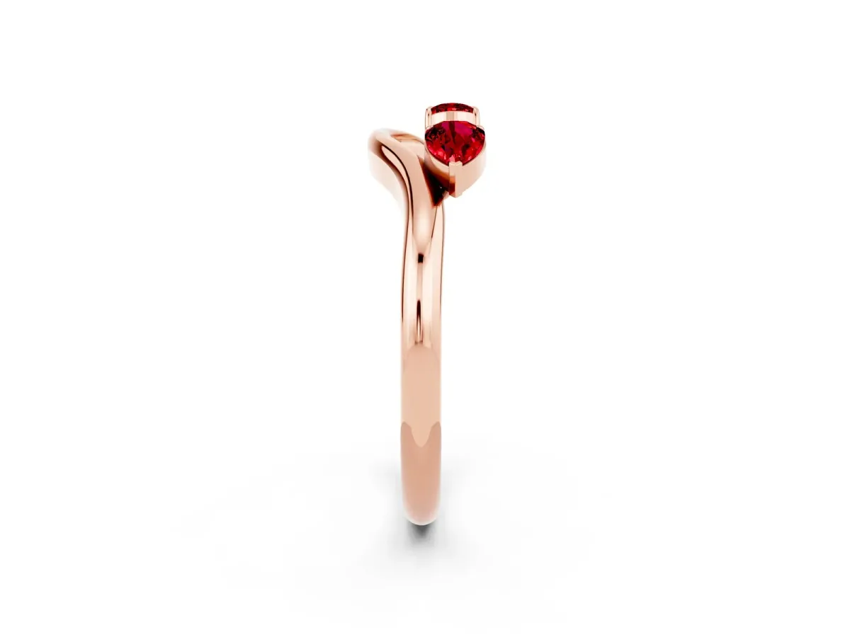 Pear Cut Ruby Two-Stone Open Band Ring with Prong Setting Rose gold