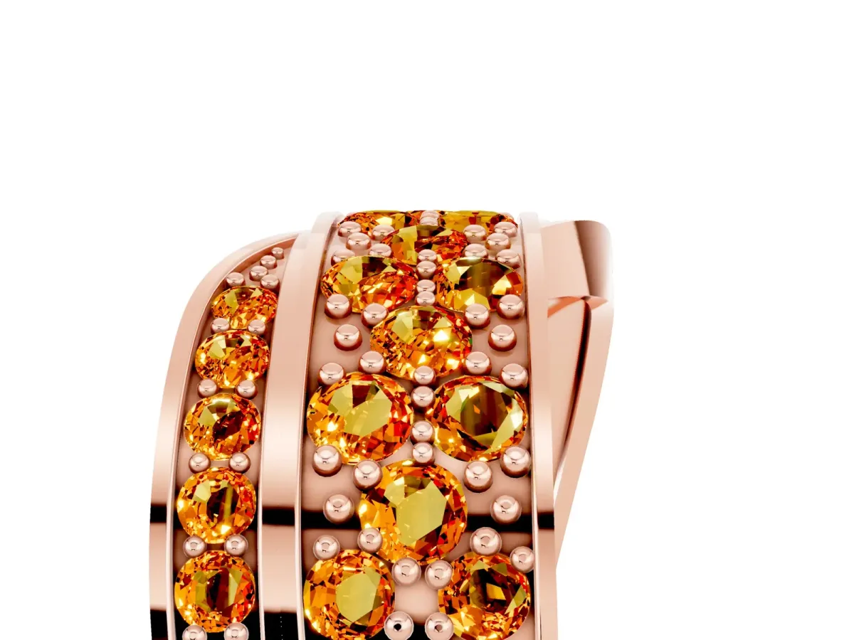 Pavé Round Citrine Crossover Band with Bead Prong Setting Rose gold