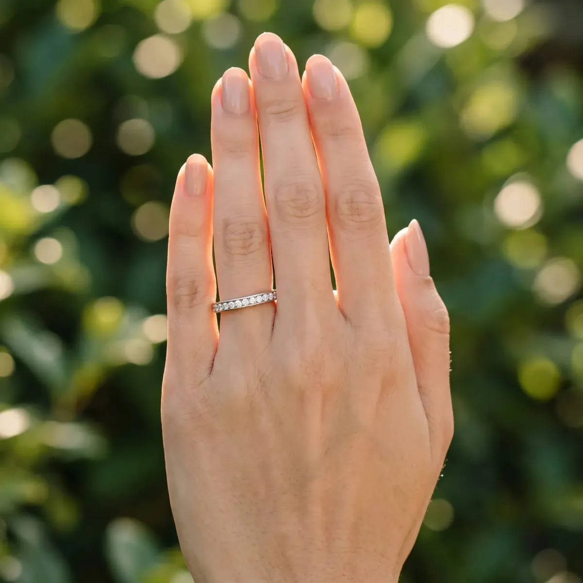 Round Diamond Eternity Band with Pavé Setting Silver