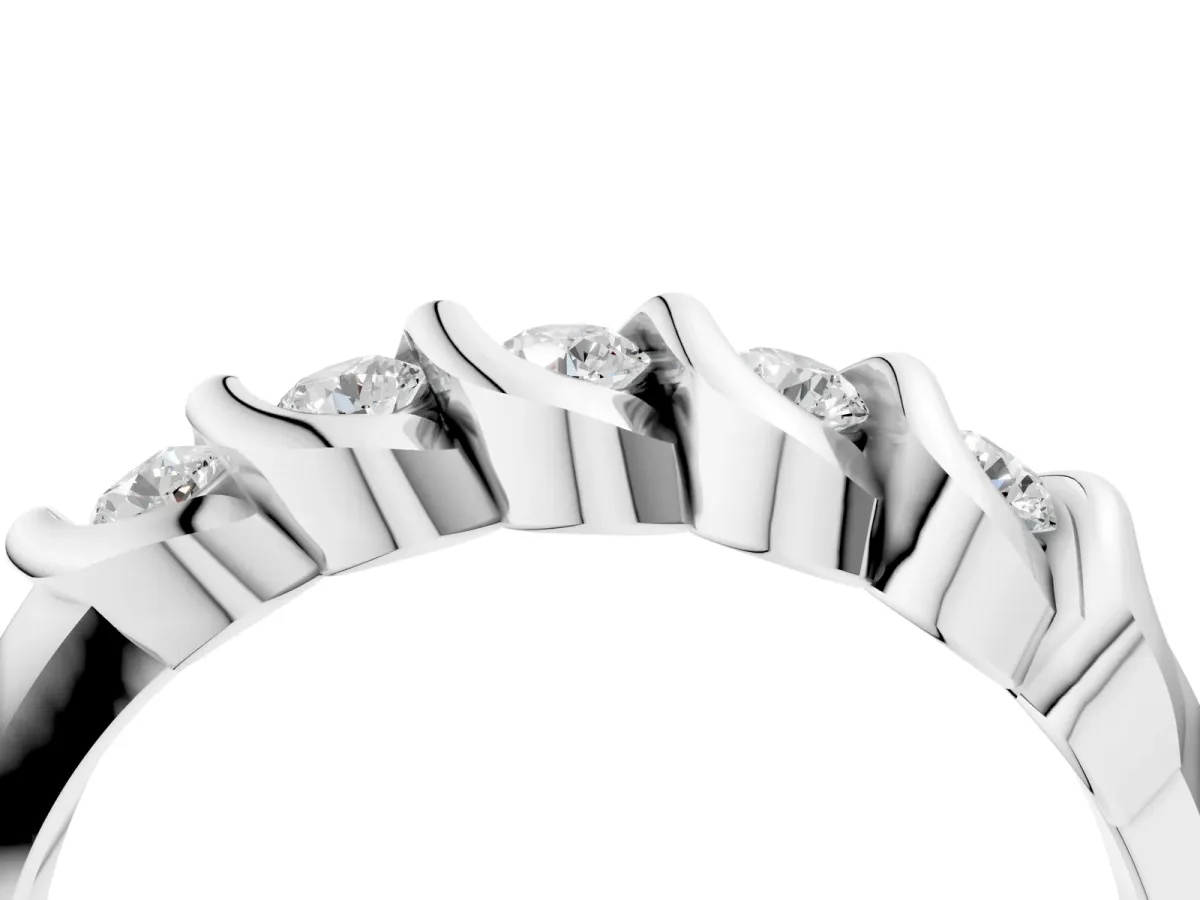 Round Diamond Eternity Band with Twist Prong Setting Platinum