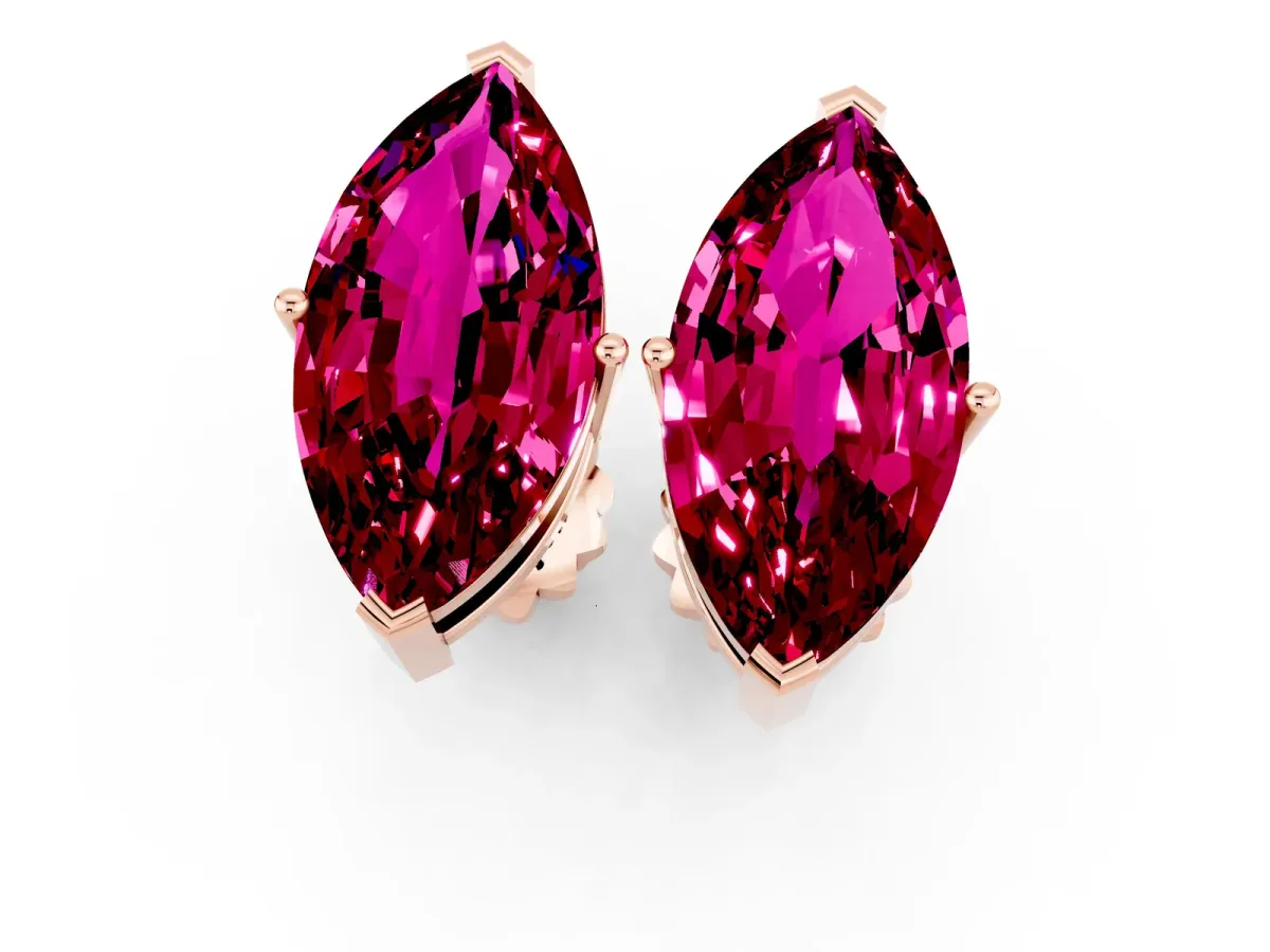 Marquise Cut Garnet Stud Earrings Rose gold