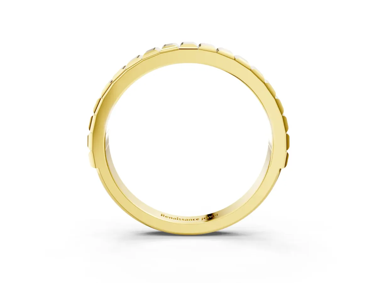 White Gold Ribbed Eternity Band Yellow gold