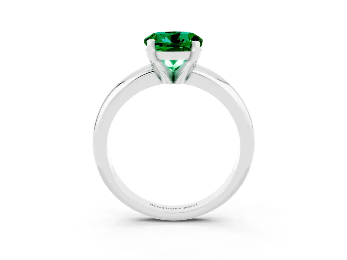 Pavé Round Emerald Twist Band Silver