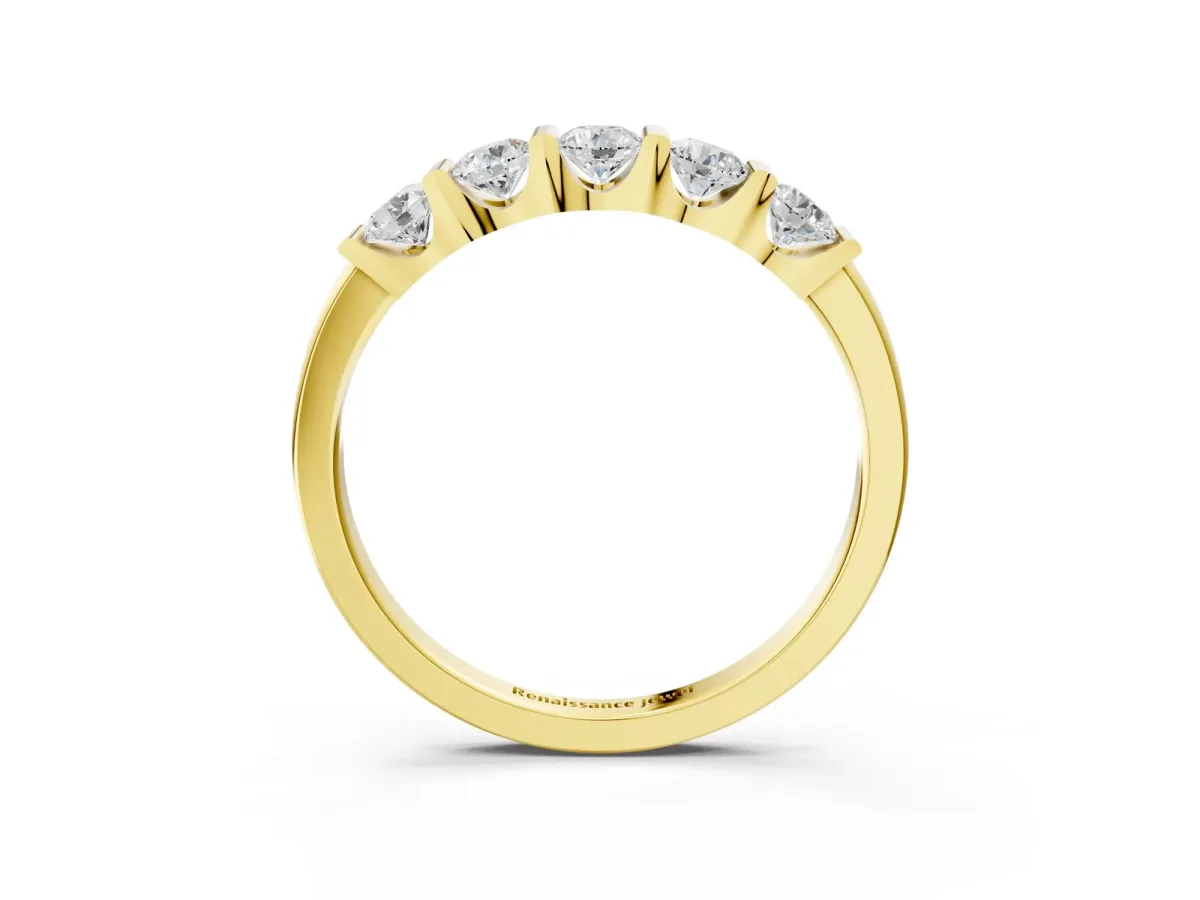 Channel-Set Round Diamond Five-Stone Band Yellow gold