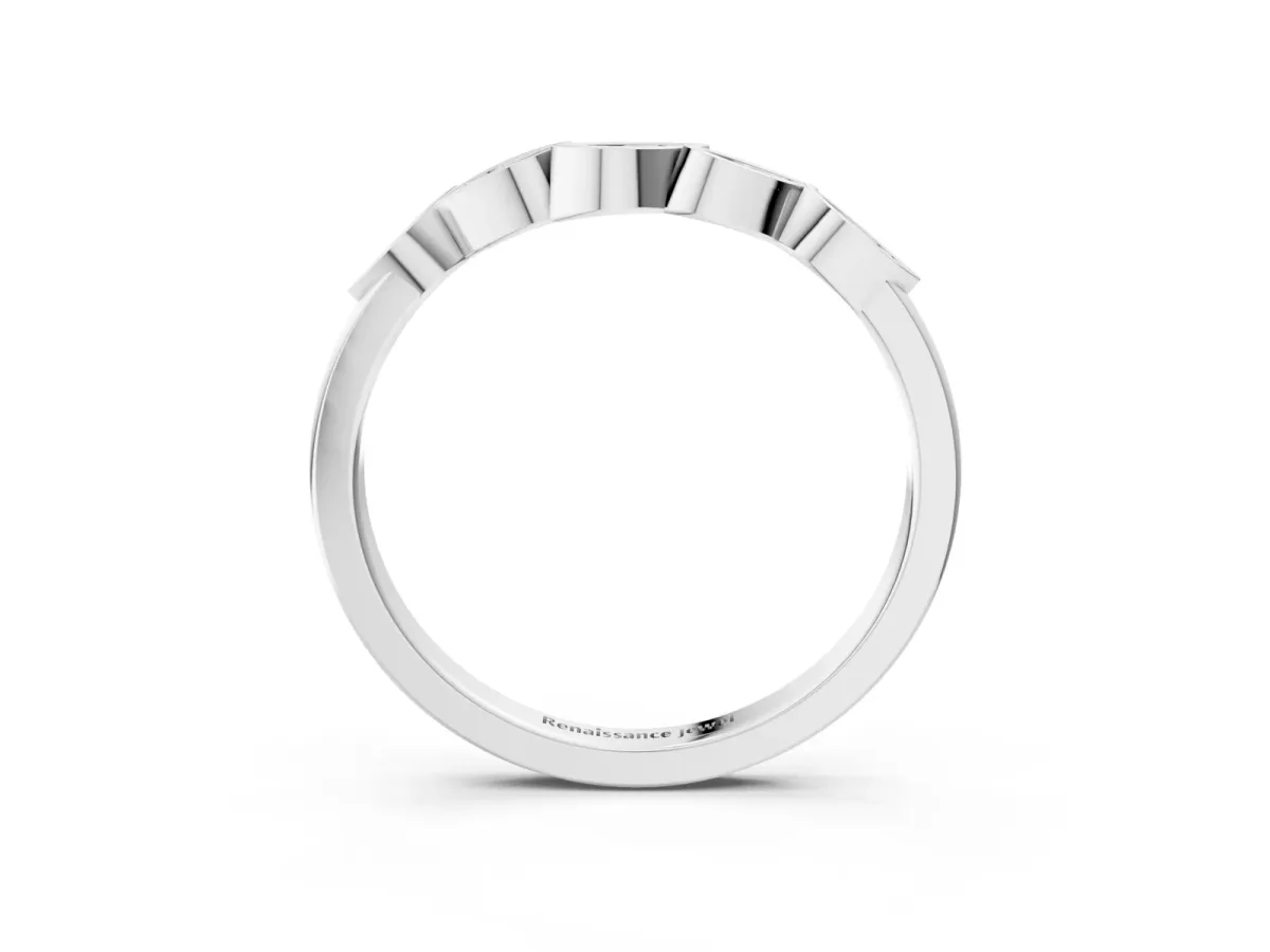 Marquise Diamond Leaf Eternity Band with Bezel Setting Silver