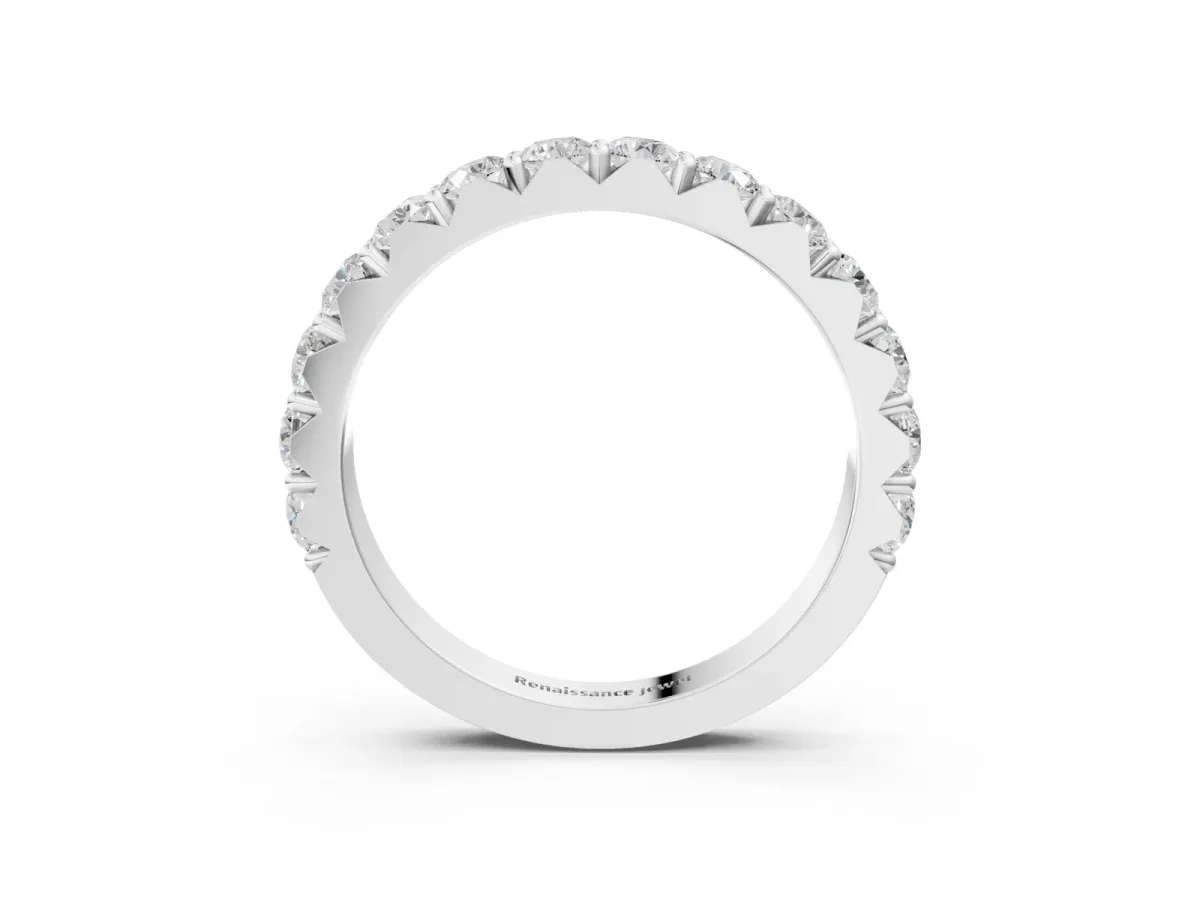 Round Diamond Half Eternity Band with Classic Prong Setting White gold