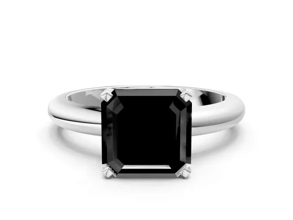Asscher Cut Diamond Bezel Set Pavé Dome Mens Ring White gold