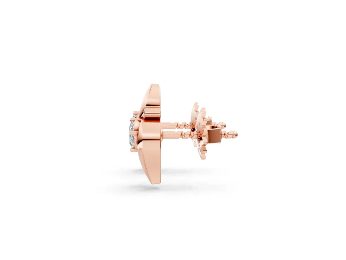 Oval Diamond Shell Stud Earrings Rose gold