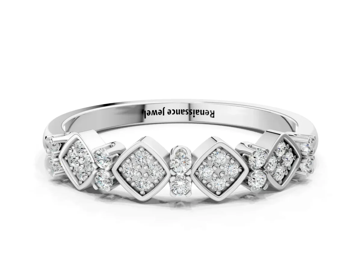 Pavé Cushion Diamond Cluster Eternity Band with Prong Setting Platinum