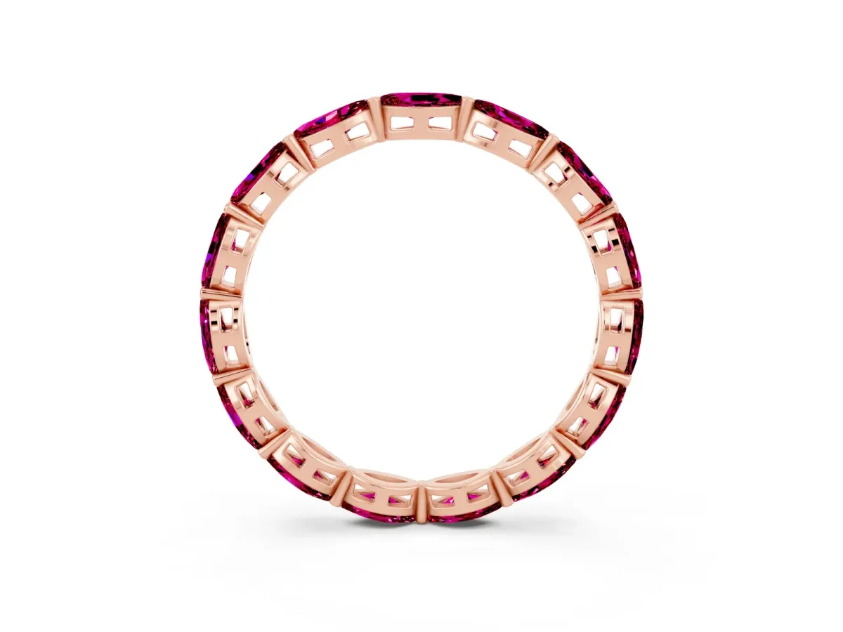 Marquise Garnet Eternity Band with U-Prong Setting Rose gold