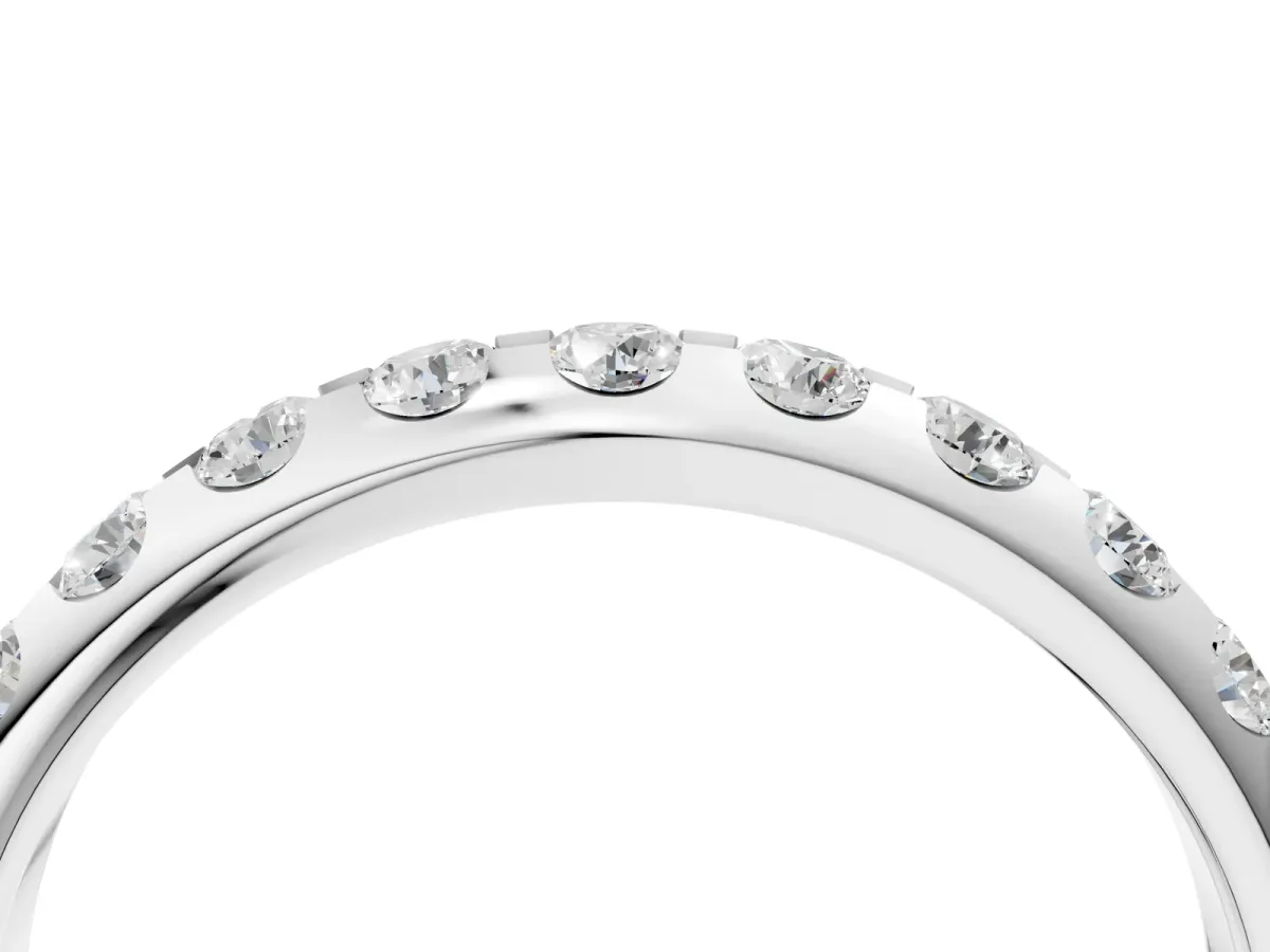 Round Cut Diamond Half-Eternity Band with Shared Prong Setting Silver