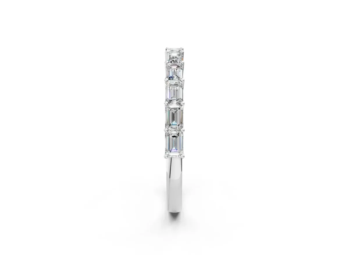 Emerald Cut Diamond Single Row Wedding Band White gold