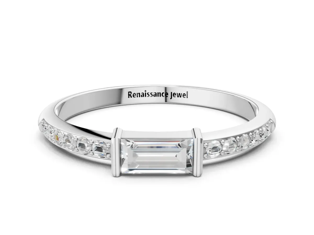 Baguette Diamond Pavé Band with Bar Setting Silver
