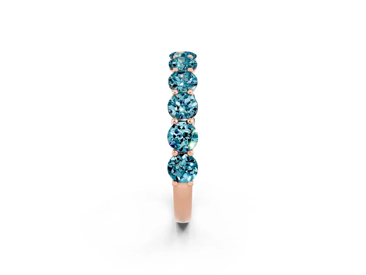 Round Blue Topaz Shared Prong Eternity Band Rose gold
