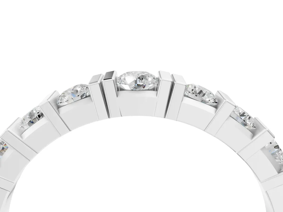 Round Channel Set Diamond Half Eternity Band Platinum