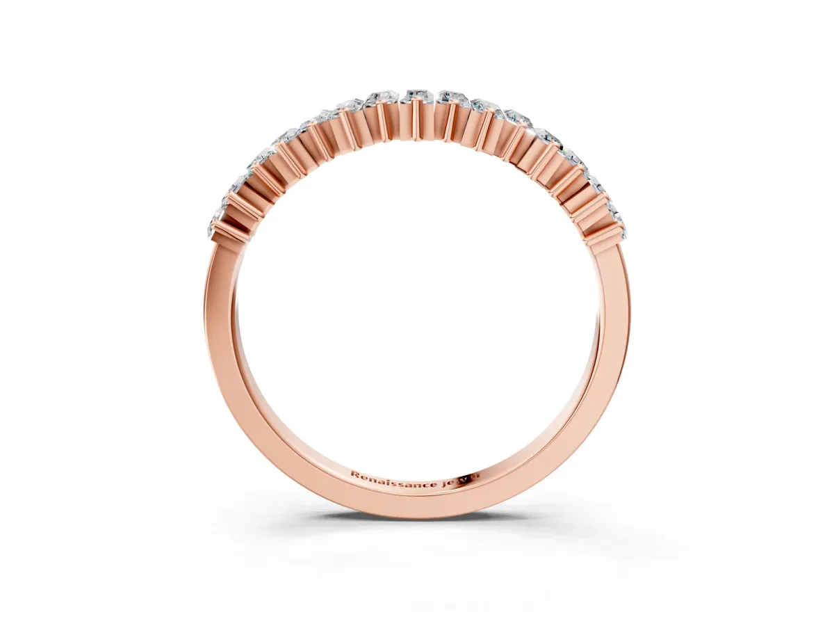 Baguette Diamond Half Eternity Ring with Prong Setting Rose gold