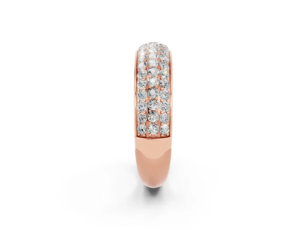 Three-Row Round Moissanite Eternity Band with Shared Prong Setting Rose gold