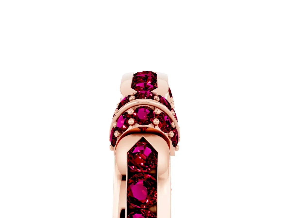 Pavé Round Garnet Link Band with Bezel Setting Rose gold