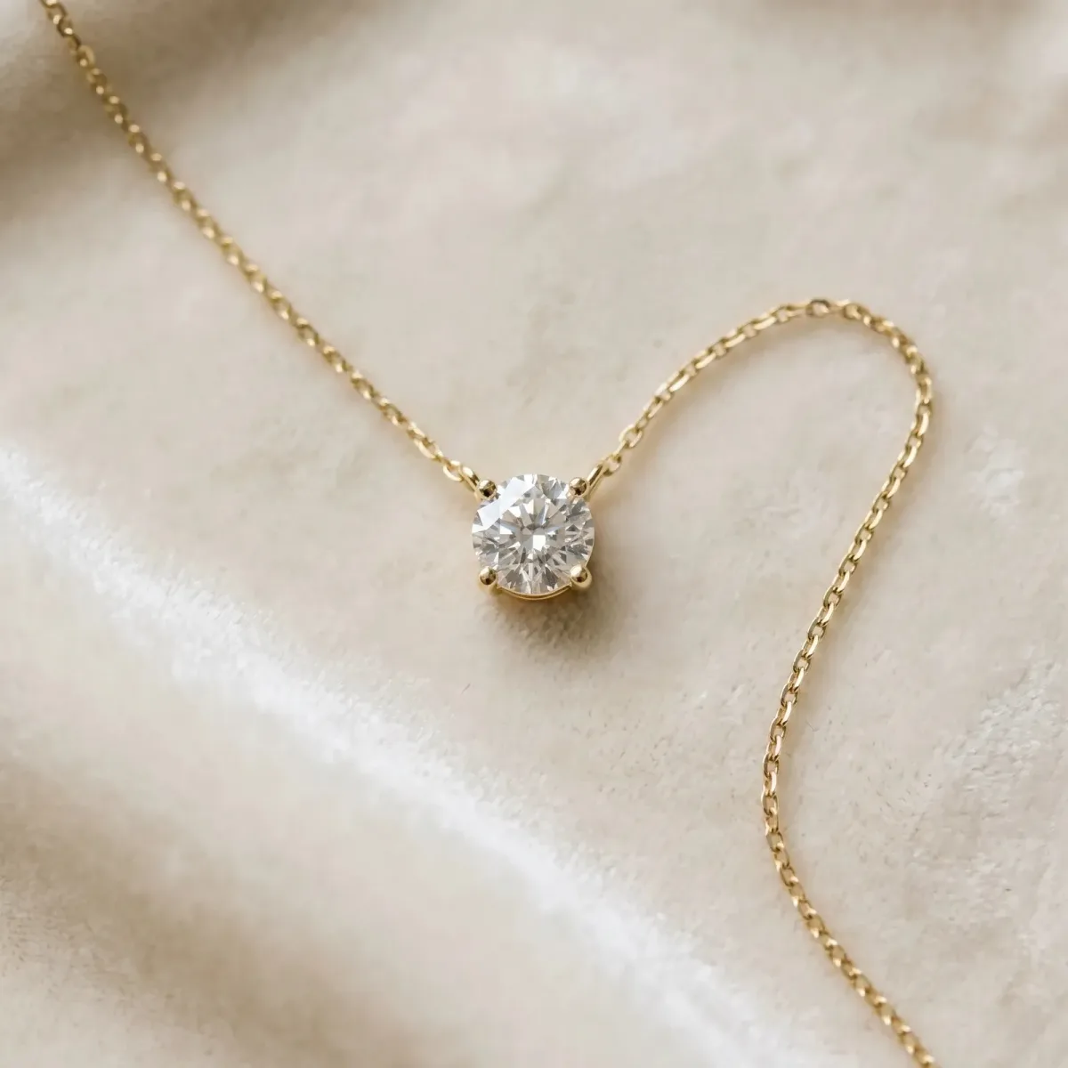 Round Solitaire Pendant with Four-Prong Basket Setting Yellow gold