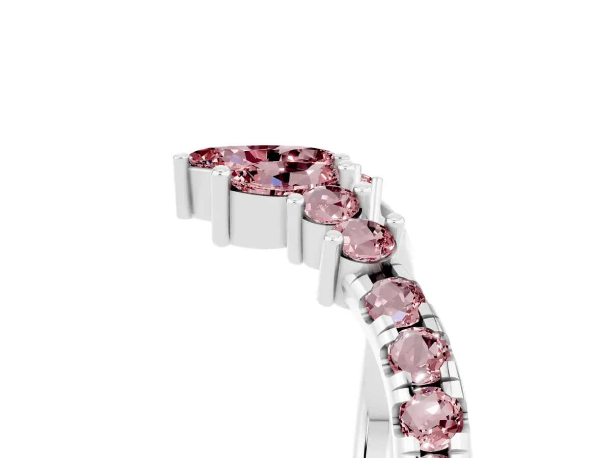 Chevron Marquise and Round Morganite Open Band with Prong Setting Platinum