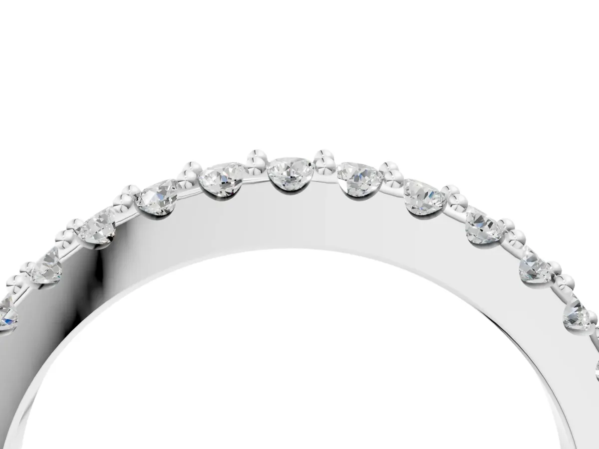 Round Diamond Pavé Set Half Eternity Band White gold