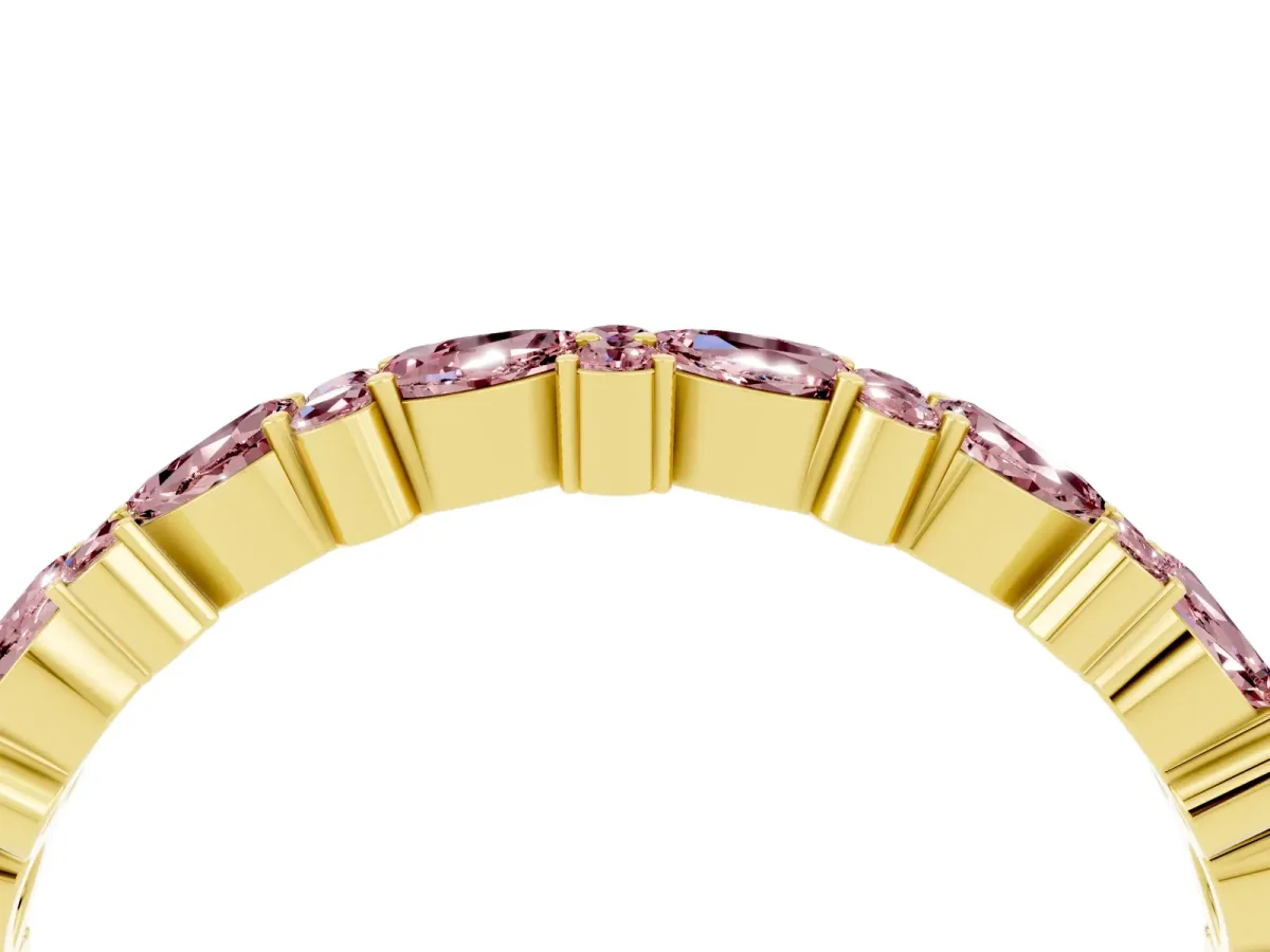 Pear and Round Morganite Wedding Band Yellow gold