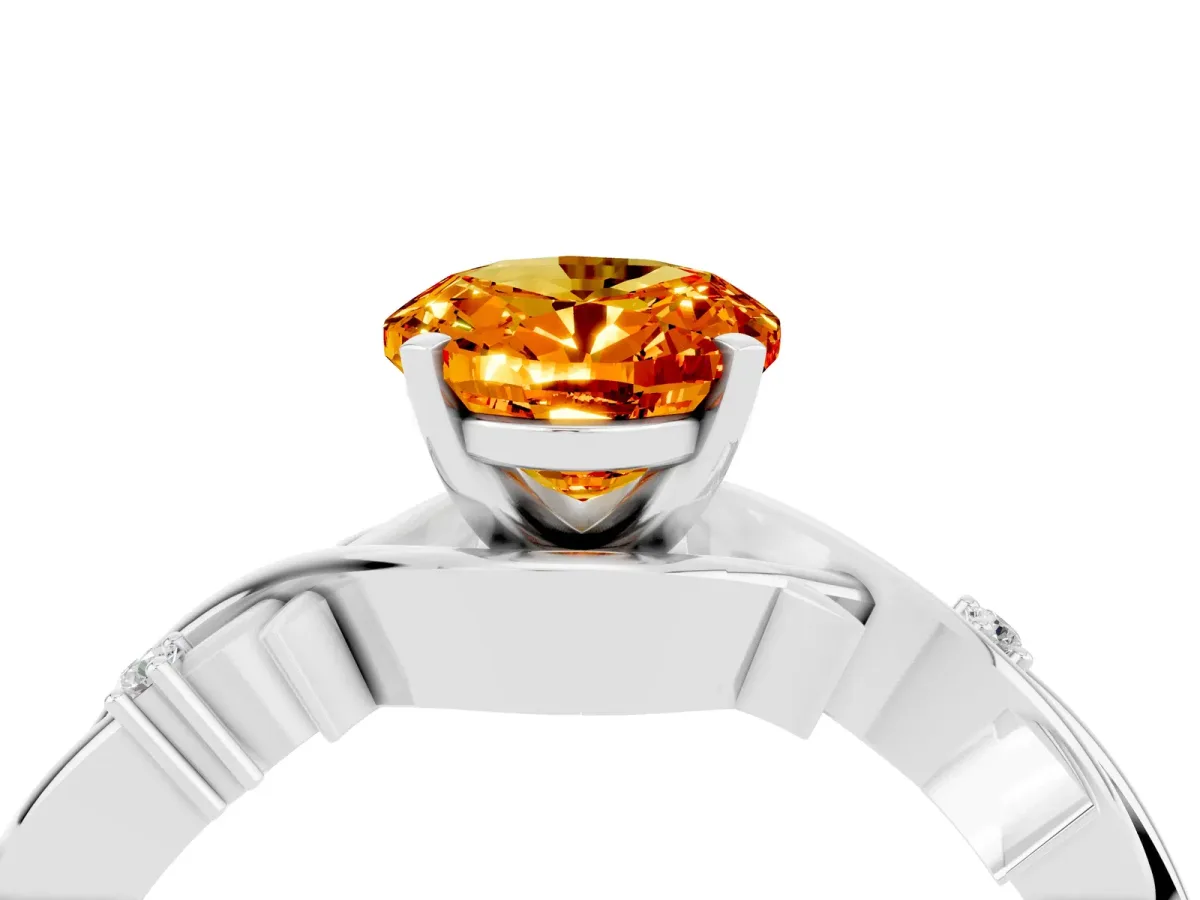 Oval Cut Citrine Solitaire Ring with Twisted Band and Prong Setting Silver