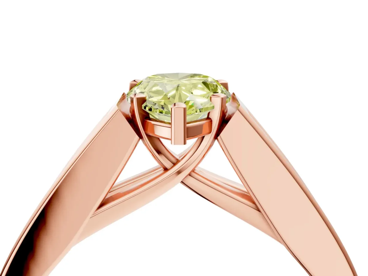 Fancy Yellow Pear Cut Cut Channel Set Solitaire Ring with Four-Prong Setting Rose gold