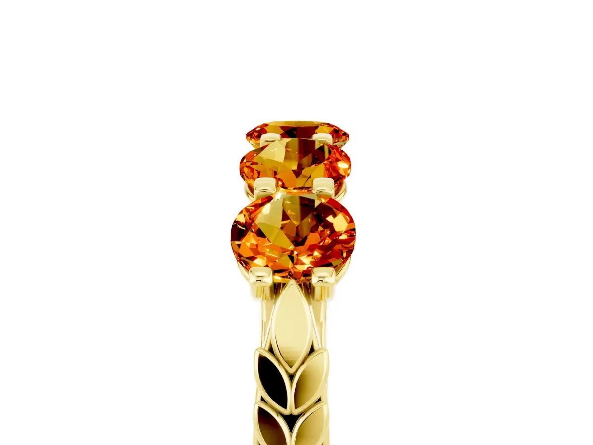Five-Stone Round Citrine Prong-Set Band Yellow gold