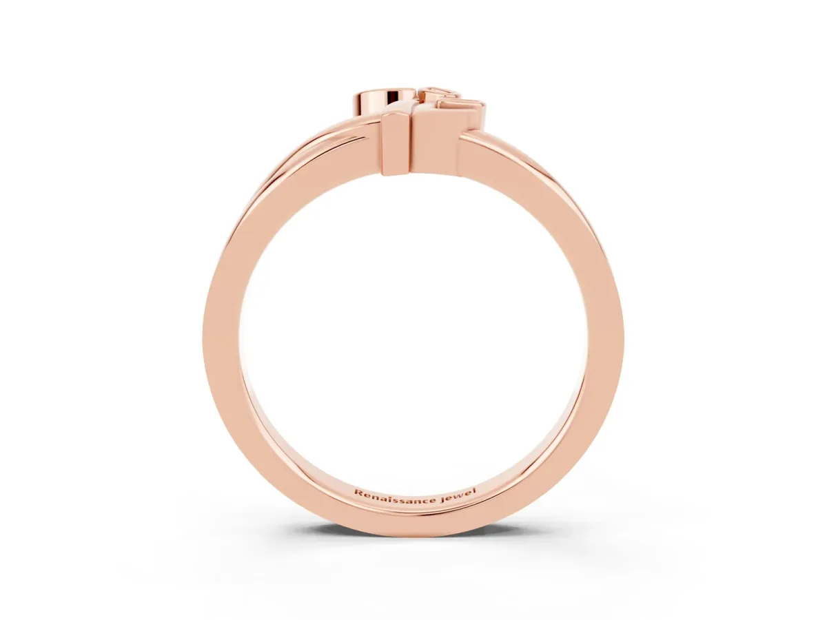 Three-Stone Round Amethyst Leaf Bypass Ring with Bezel Setting Rose gold