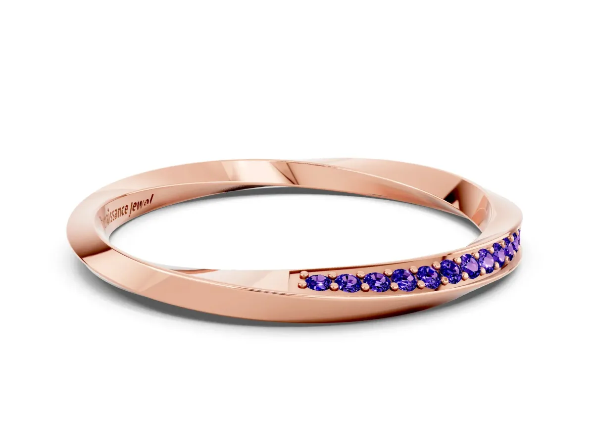 Pavé Round Tanzanite Twist Band Rose gold