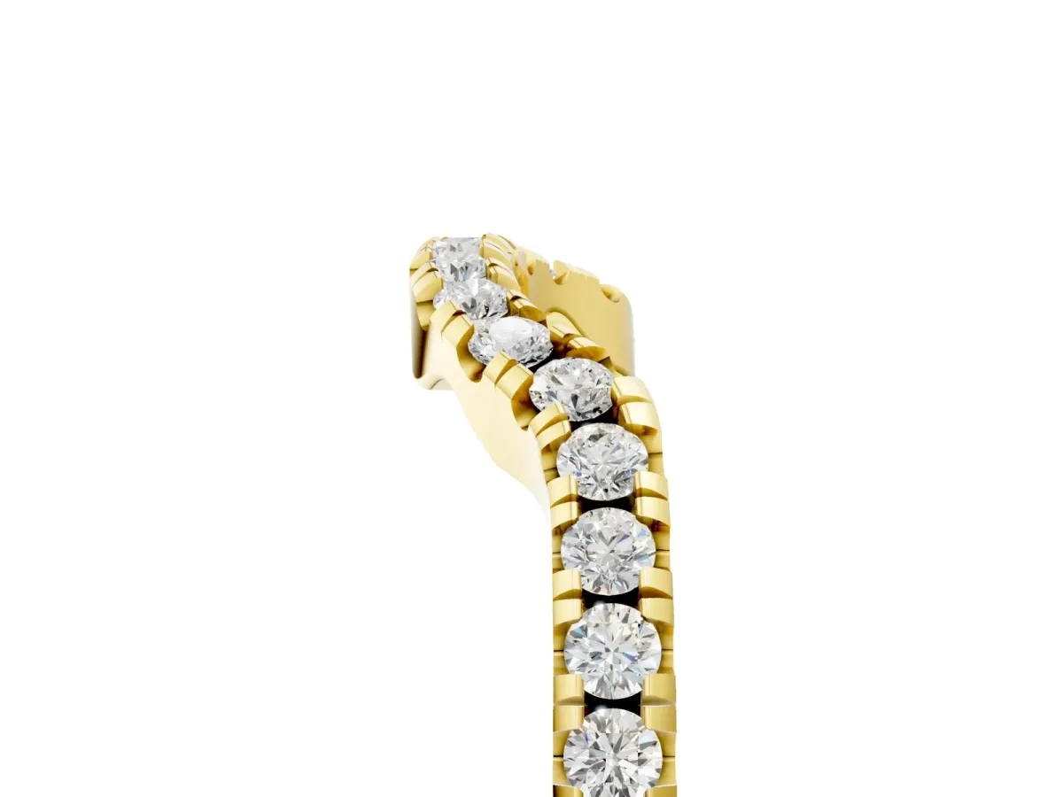 Round Diamond Pavé-Set Contoured Wedding Band Yellow gold