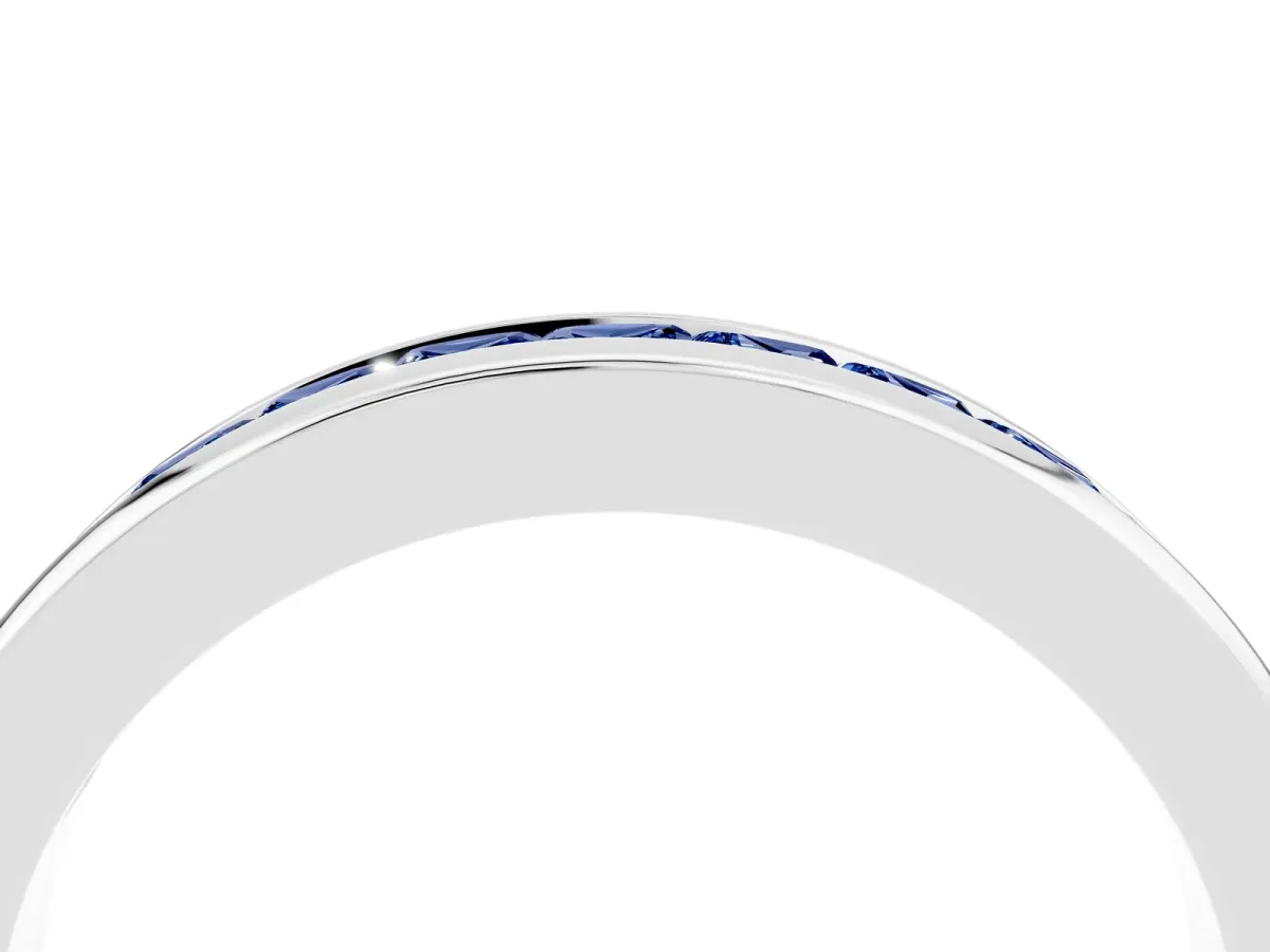 Channel Set Princess Cut Blue Sapphire Eternity Band Platinum