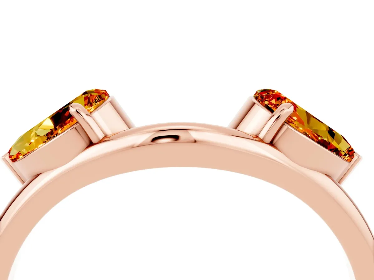 Two-Stone Pear Citrine Bypass Ring with Prong Setting Rose gold