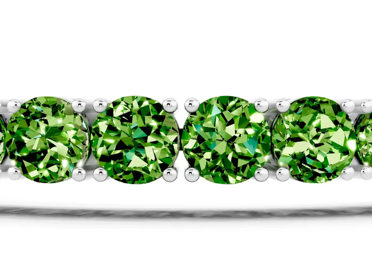 Round Brilliant Peridot Tennis Bracelet with Prong Setting Silver