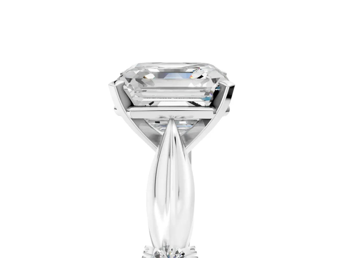 Asscher Cut Solitaire Diamond Twisted Band with Four-Prong Setting Platinum