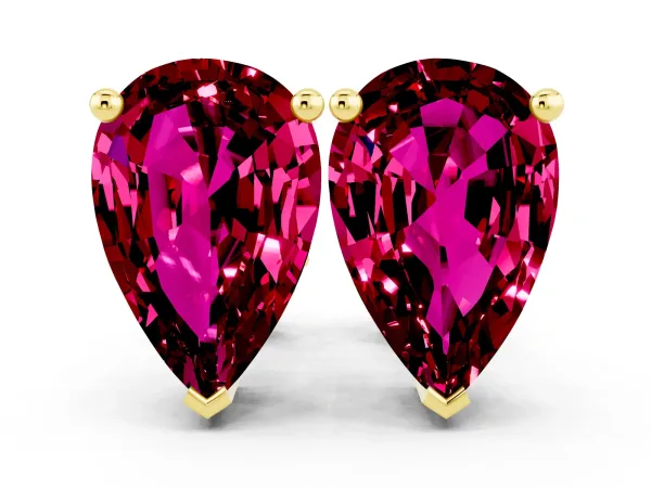 Pear Cut Garnet Stud Earrings Yellow gold