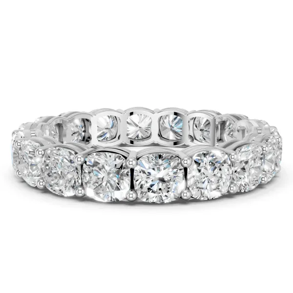 Cushion Cut Eternity Band with Shared Prong Setting Platinum