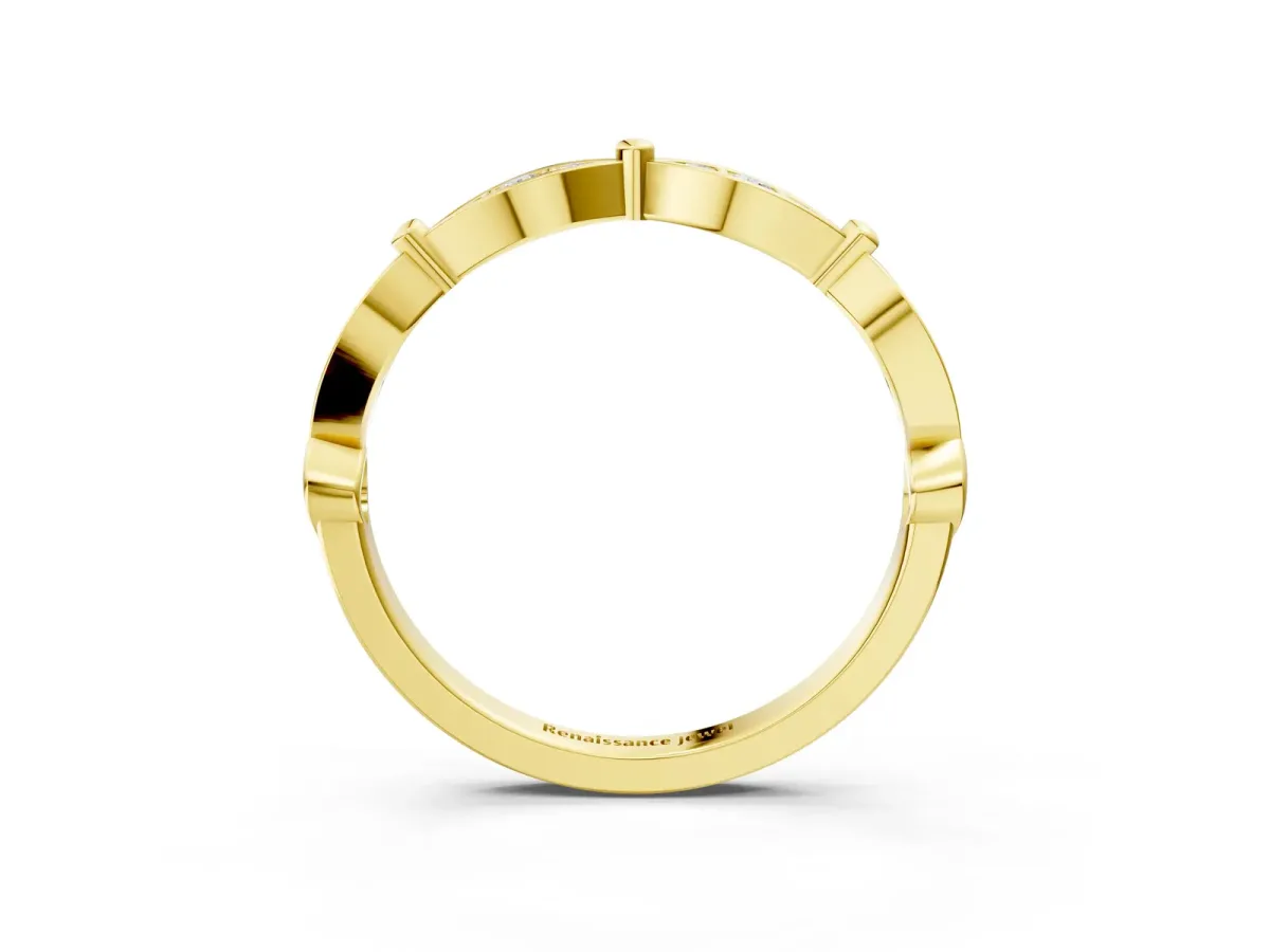 Marquise Diamond Pavé Eternity Band with Bezel Setting Yellow gold