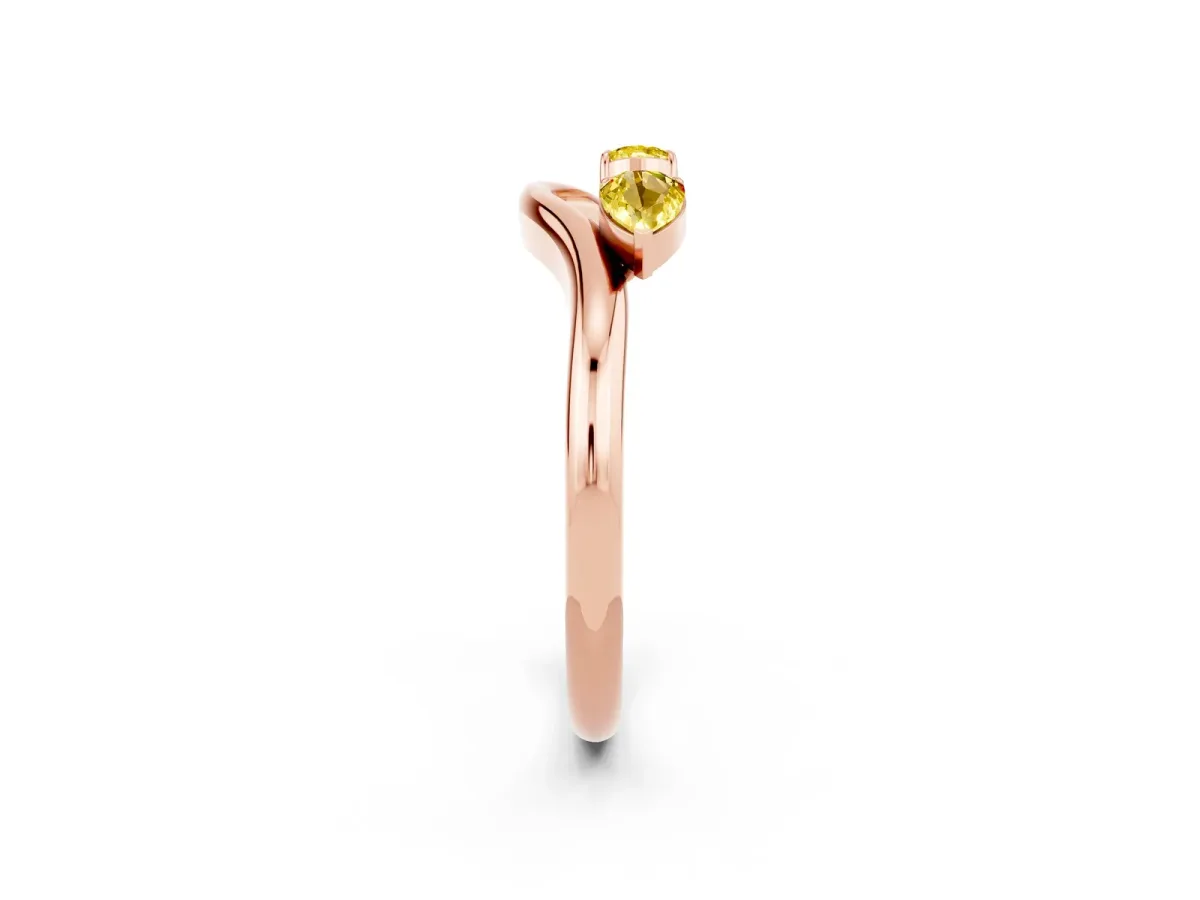 Pear Cut Yellow Sapphire Two-Stone Open Band Ring with Prong Setting Rose gold