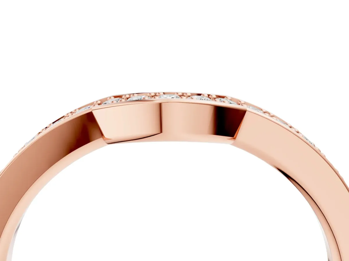 Pavé Round Diamond Contour Band with Channel Setting Rose gold
