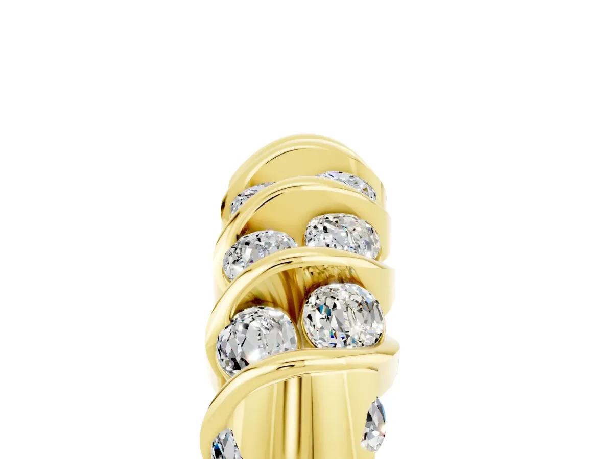 Channel Set Round Moissanite Multi-Row Band Yellow gold