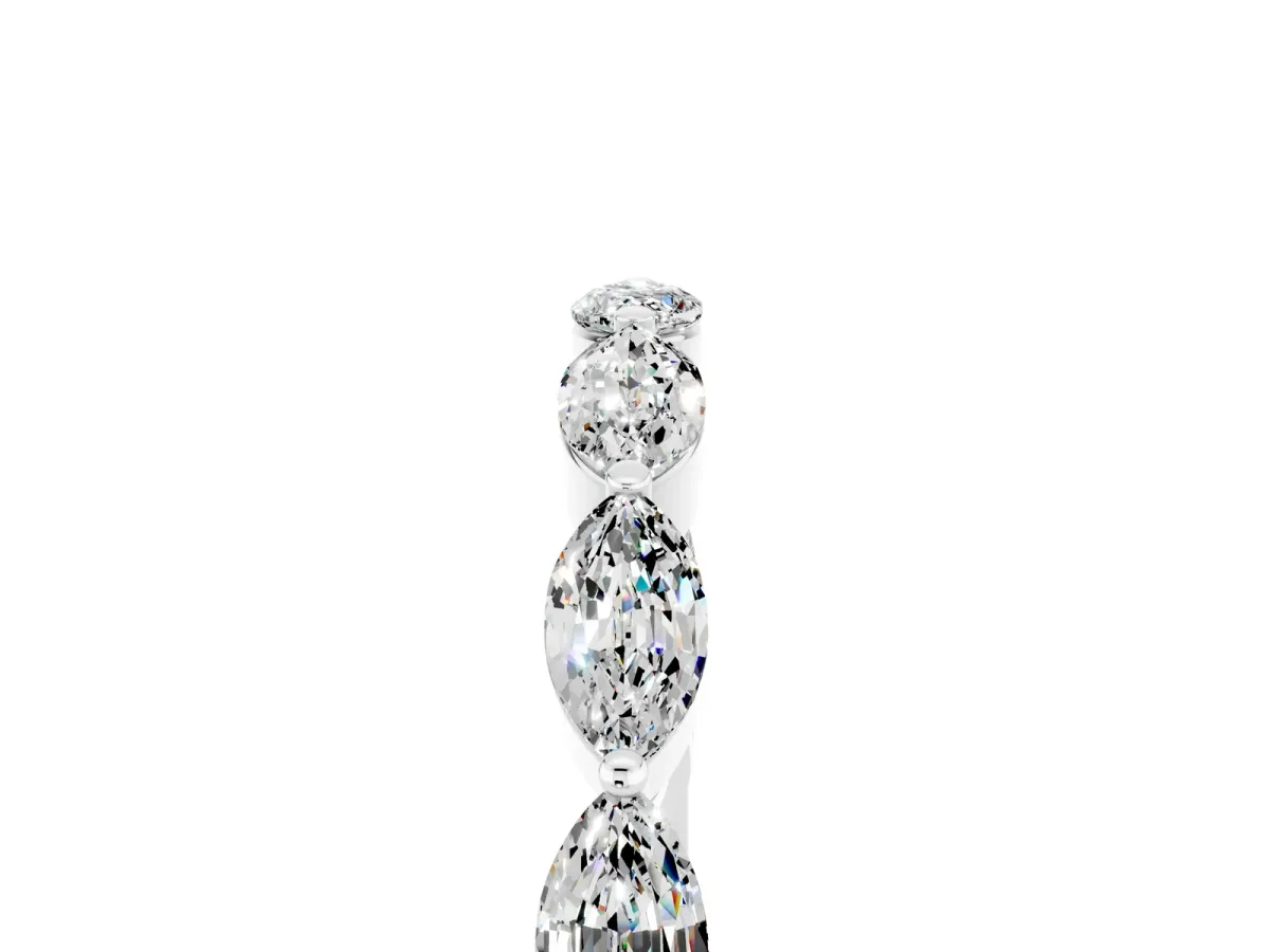 Marquise Moissanite Half Eternity Band with Prong Setting White gold