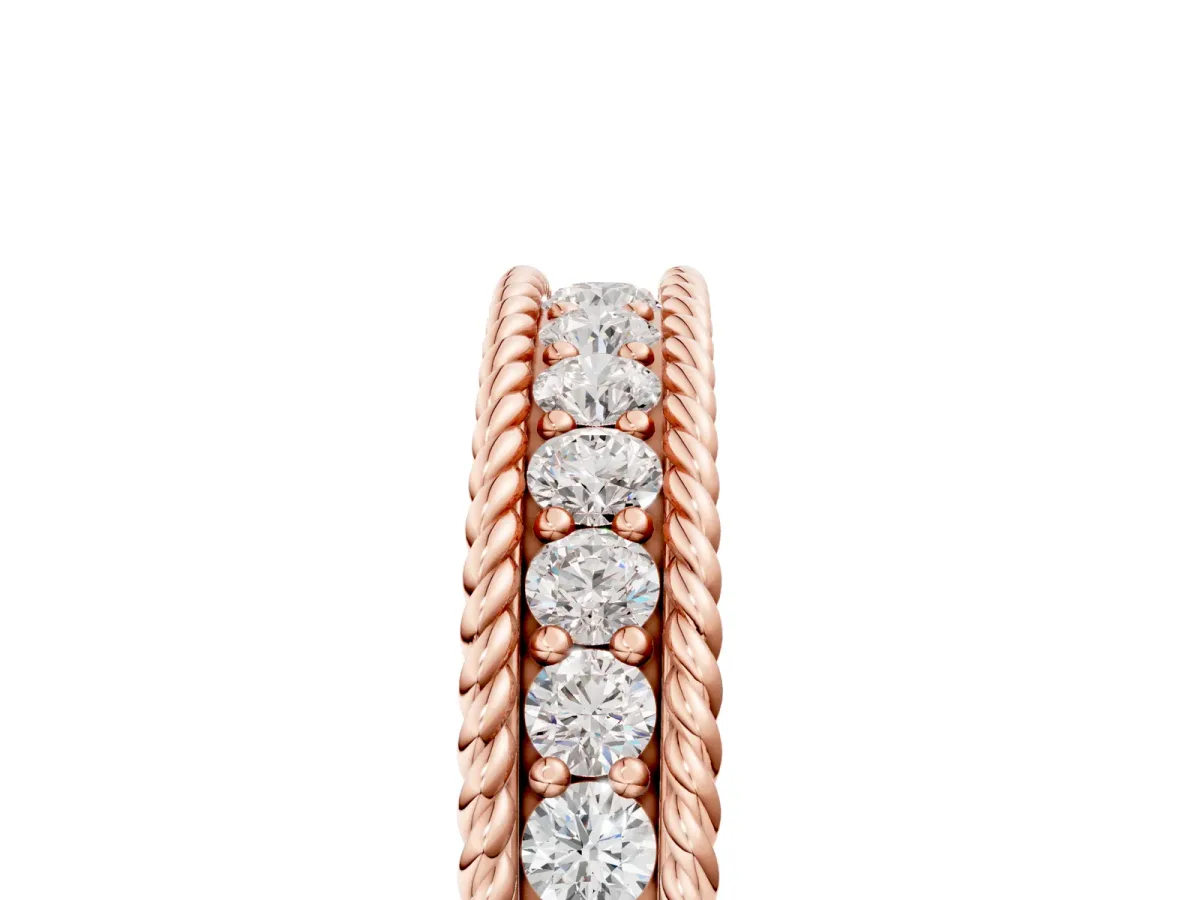 Channel Set Round Diamond Milgrain Edge Band Rose gold