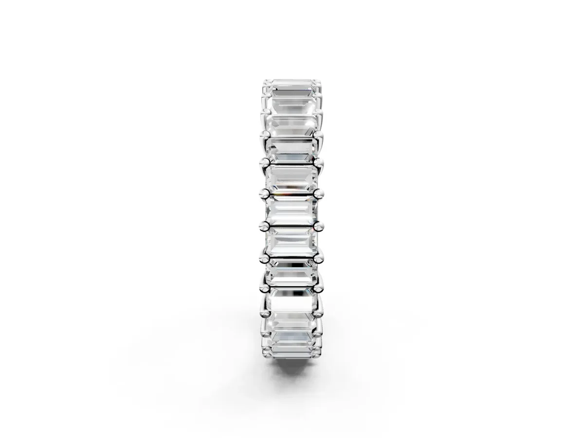 Baguette Cut Eternity Band with Shared Prong Setting White gold