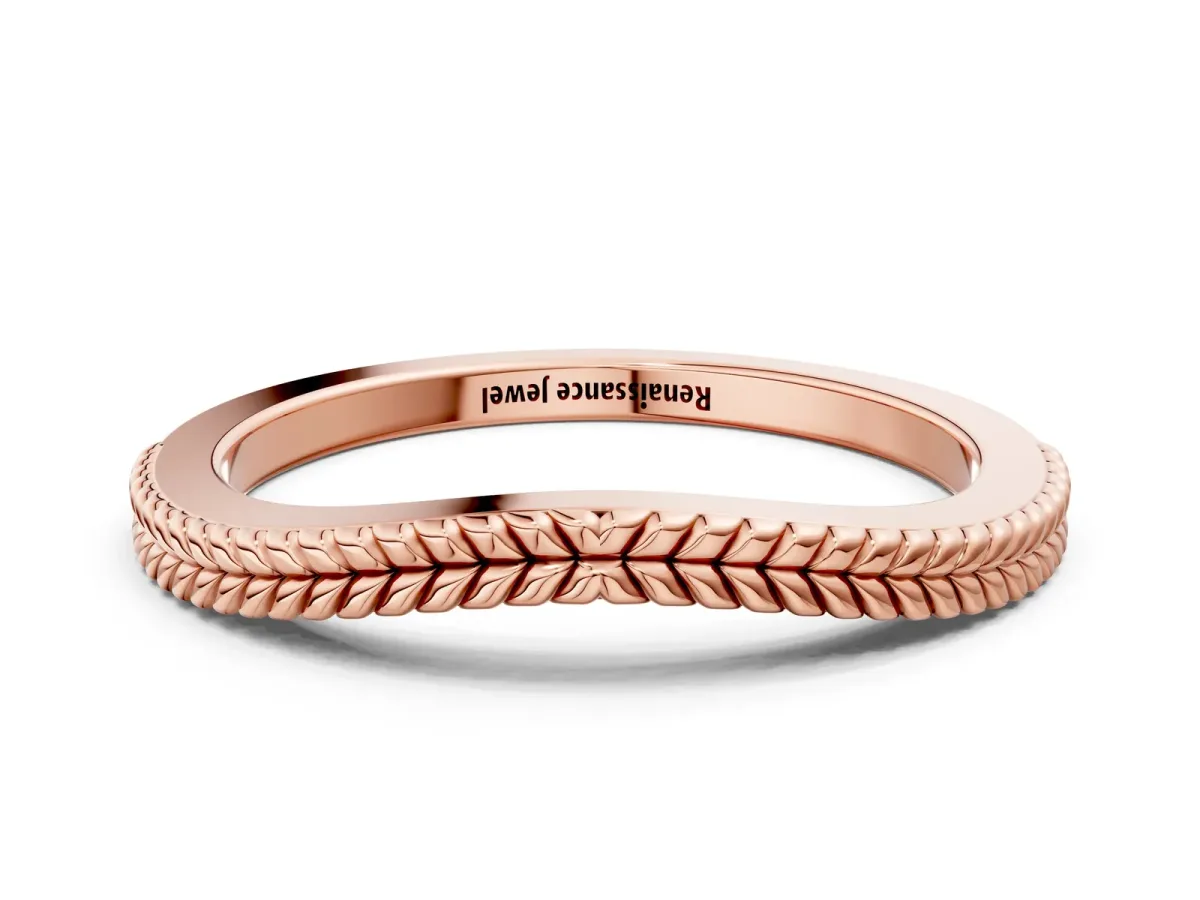 Milgrain Twist Contour Wedding Band Rose gold