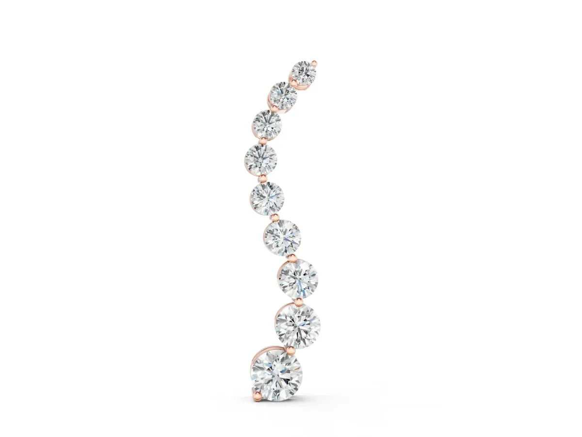 Round Diamond Graduated Prong Set Pendant Rose gold