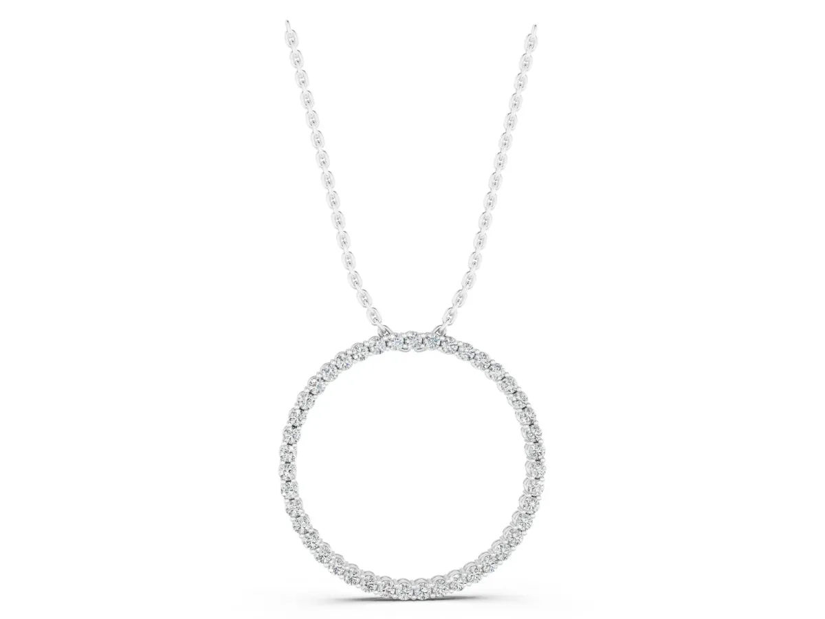 Round Cut Diamond Prong Set Eternity Pendant Silver