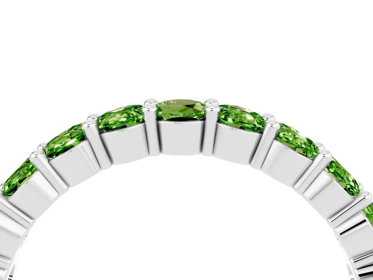 Round Peridot Half Eternity Band with Prong Setting Silver